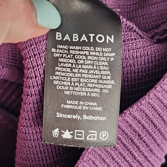 Babaton Aritzia Dark Purple Structured Knit Ribbed Cropped Halter Top Sz XXS - Picture 5 of 7